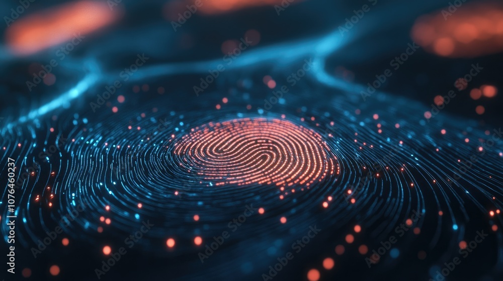 Poster abstract digital art of fingerprint and light patterns