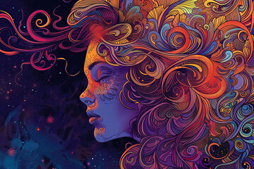 Astrological composition with concept of Virgo zodiac sign symbol