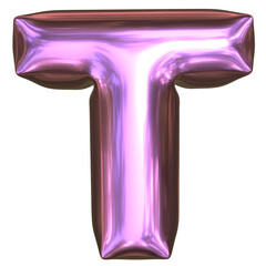 3D Metallic Letter T in Purple Glossy Finish