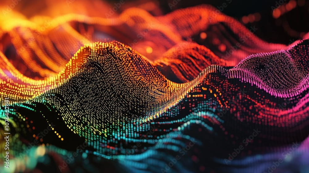 Poster abstract colorful wave pattern with digital effect