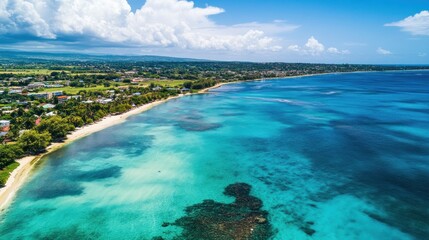 Obraz premium Aerial View of a Tropical Coastline with Turquoise Water