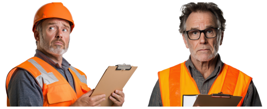 Supervisors inspecting safety protocols on construction site