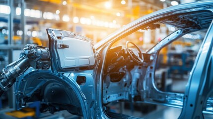 Robotic Arm Attaching Panels in Car Manufacturing Process
