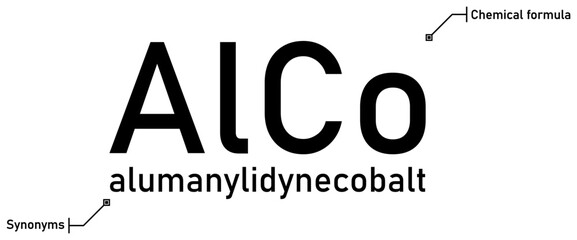 Alumanylidynecobalt chemical formula and synonyms with callout titles