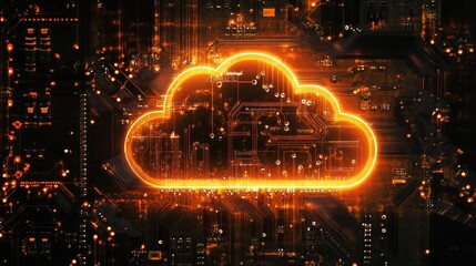 Fototapeta premium Futuristic Cloud Computing Interface with Circuit Design