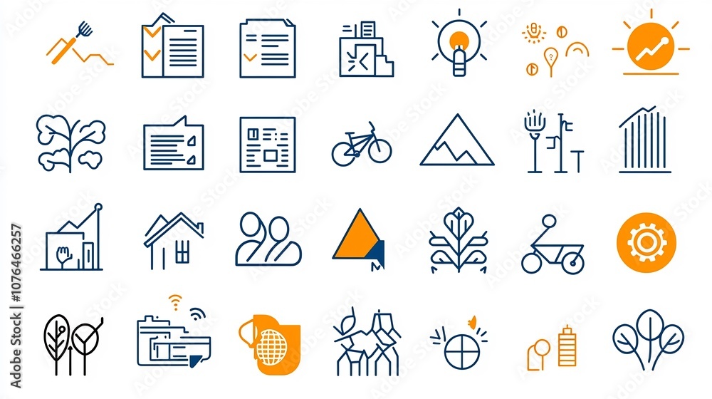 Poster set of pixel perfect line icons with editable stroke in 64x64 size representing diverse social secto