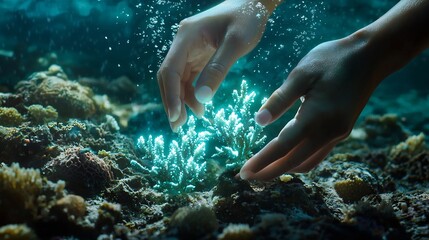 Glowing Coral Fragments Planted on Reef for Coastal Ecosystem and Marine Life Recovery