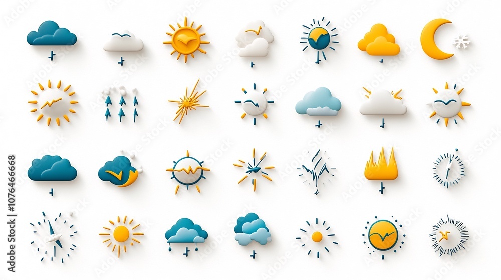 Aufkleber comprehensive set of vibrant weather icons and symbols in a range of colors perfect for use in weath