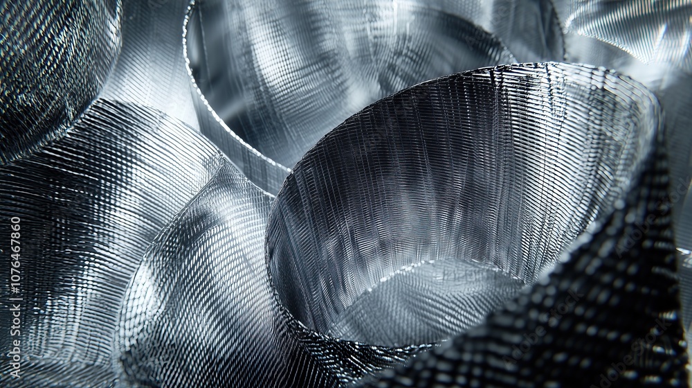 Aufkleber Abstract metallic curves showcasing intricate patterns and reflections