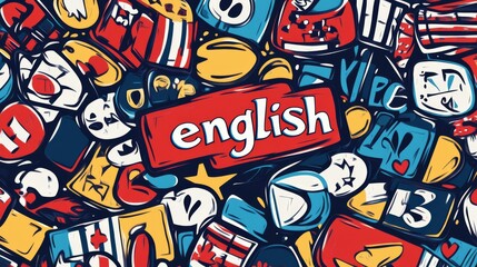 English Language Doodle Pattern 