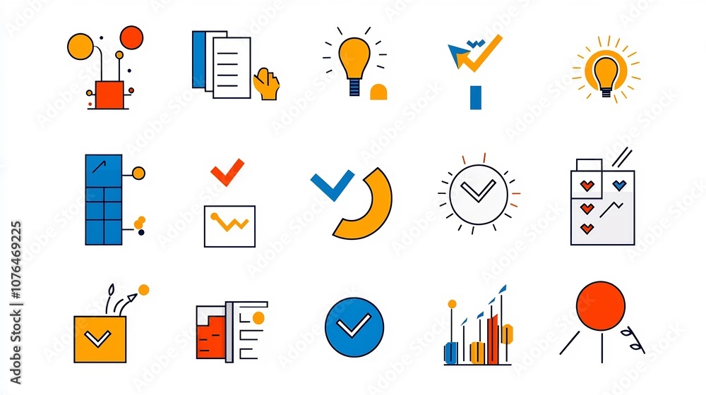 Aufkleber Vibrant set of icons and symbols representing options choices decision making and selection processes in a modern graphic style  These visuals can be used for user interface digital applications