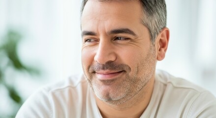 Fototapeta premium Middle-aged man smiling in bright natural light