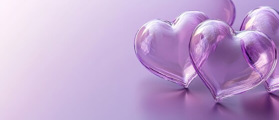 Fototapeta premium Valentines day background with transparent hearts. 