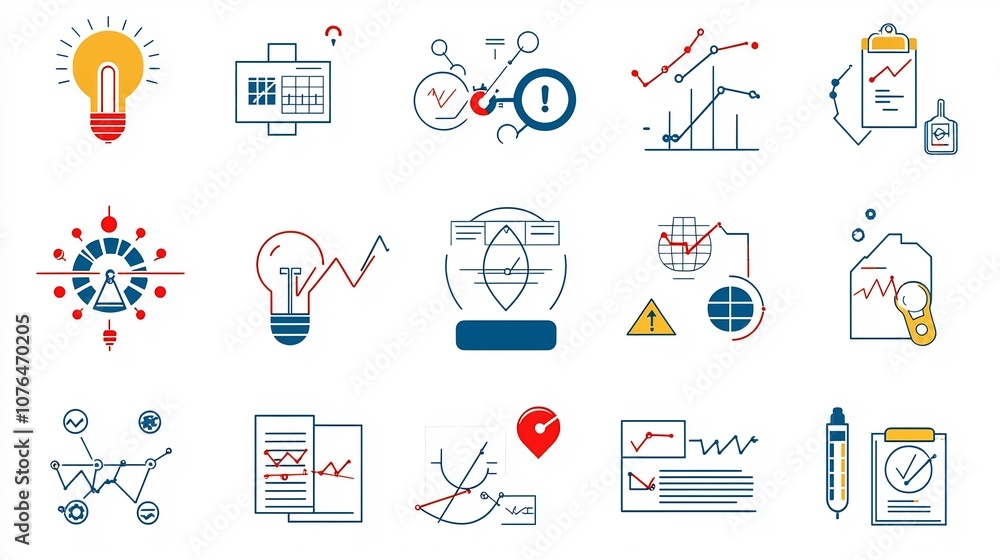 Poster Comprehensive set of 64x64 pixel perfect line icons with editable stroke showcasing a variety of risk management related symbols and indicators for business finance and security applications