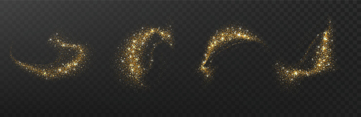 Abstract gold glitter design element. Magic gold dust trail for New Year, Merry Christmas greeting card design. © Ann_Sereda