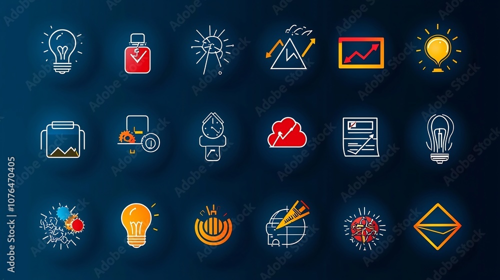Poster Comprehensive Icon Collection for Visualizing Risk Management Themes and Concepts in Business Finance and IT Applications