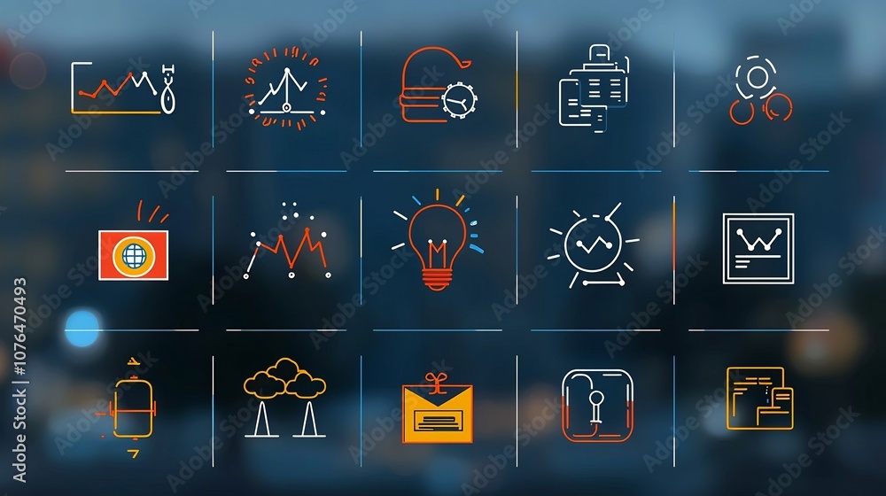 Leinwandbilder Comprehensive icon collection in pixel perfect 64x64 format with editable stroke representing various risk management themes like warnings protection safety assessments