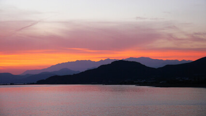 Fototapeta premium Colorful sky above the sea after sunset on the Greek island of Crete