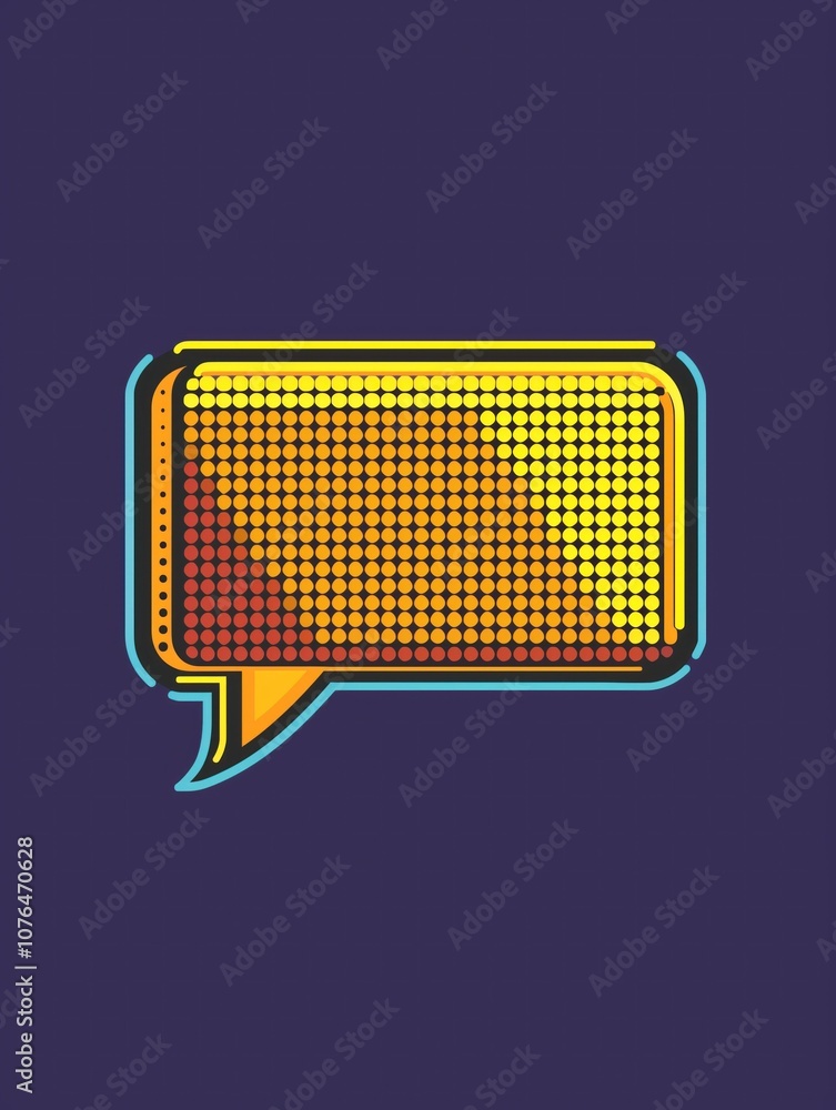 Poster retro comic style speech bubble with halftone pattern on dark background