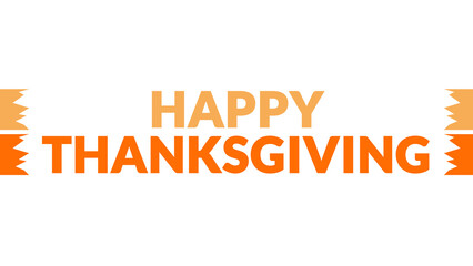 Happy Thanksgiving text with side lines on a White background.