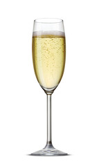 Glass of champagne isolated on white background