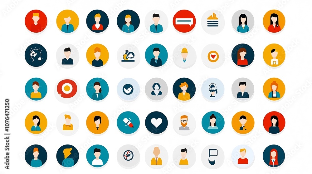Leinwandbilder Customizable icons designed to represent diverse user profiles avatars and account identities in a simple modern and scalable format  These stylized character symbols can be used in web applications