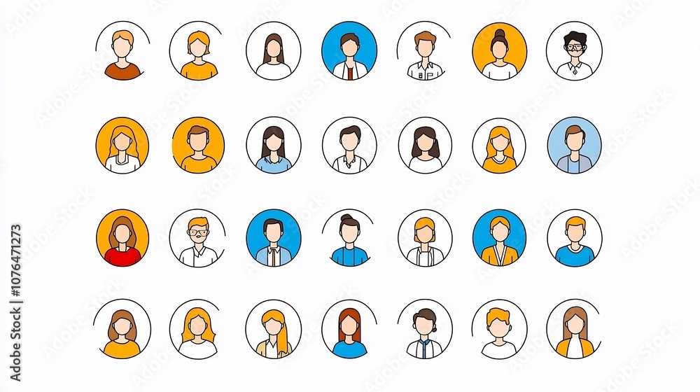 Aufkleber set of versatile icons representing diverse human figures avatars and profiles with customizable fea