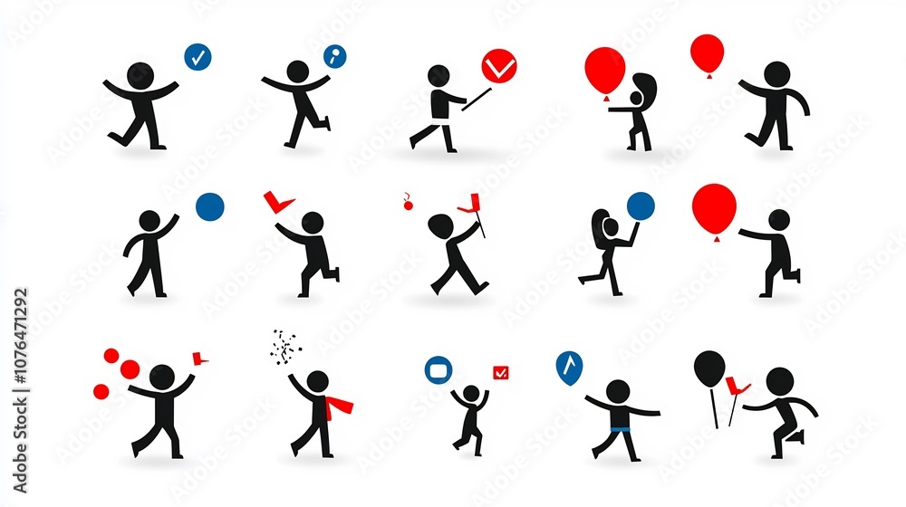 Leinwandbilder comprehensive icon collection showcasing individuals in various poses and actions suitable for visua