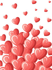 Festive romantic banner with hearts on a white background for Valentine's Day. Vector.