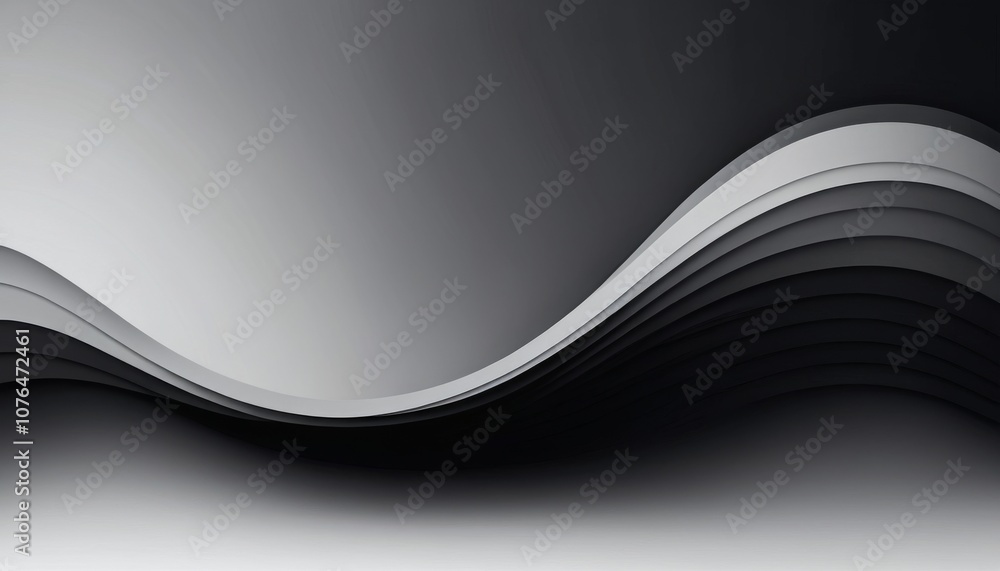 Aufkleber abstract grainy gradient background with smooth wavy layers in monochrome colors