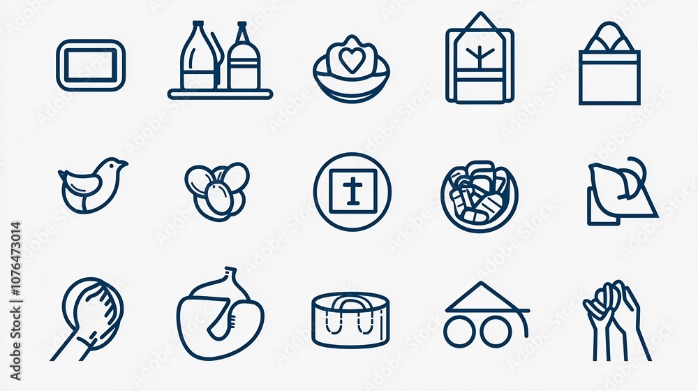 Poster A comprehensive collection of icons representing various forms of giving donation and volunteering activities  These clean modern symbols convey the concepts of humanitarian aid community support