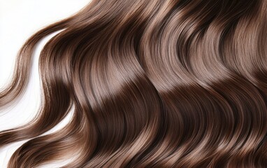 Fototapeta premium A close-up photo of a woman's hair transformation, showing before and after shots of her long, brown, wavy hair. 