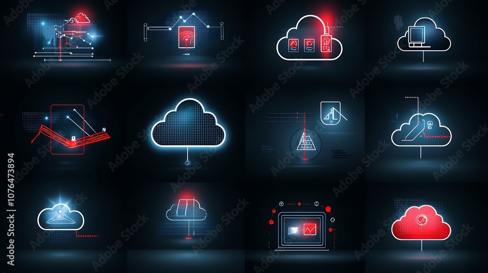 Poster Seamless Cloud Connectivity Icons Depicting Data Access and Real Time Synchronization for Digital Enterprises and Cloud Based Solutions