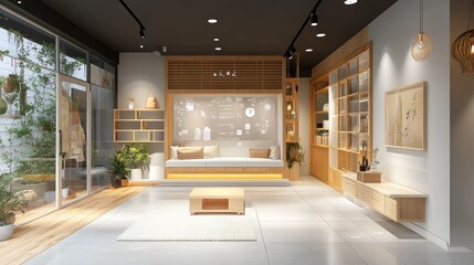Modern and Minimalist Living Room Interior Design with a Japanese Aesthetic