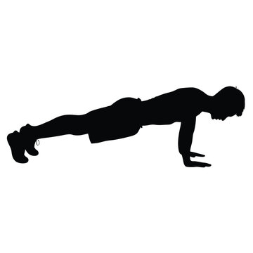 recommend clip art: A man doing a push up. He is wearing shorts and a shirt