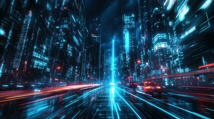 Futuristic Cityscape with Neon Lights