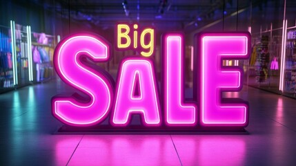Bright 3D "Big Sale" text effect with editable colors and a sleek, glossy design, perfect for retail and digital promotions.