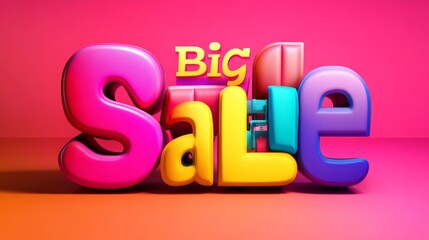 Fun, bold 3D editable "Big Sale" text with a playful color palette and shadow effects, ideal for holiday and seasonal marketing.
