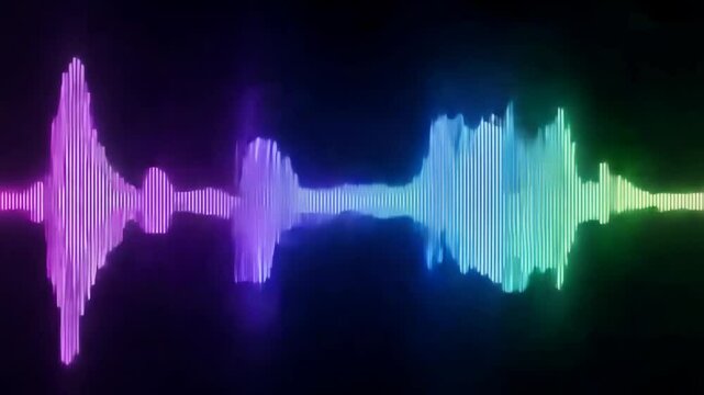 Colorful soundwave display in a dark background
