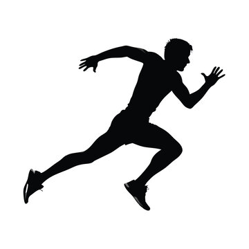 recommend clip art: A man running with his arms outstretched. He is wearing black shorts and a black shirt