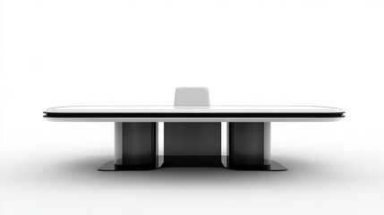 Modern White Conference Table with Black Legs