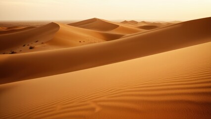 Stunning desert landscape featuring golden sand dunes under warm sunlight. Perfect for nature lovers and travel enthusiasts