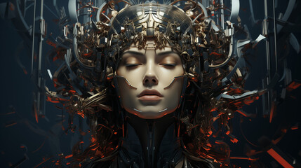 AI woman beautiful face robot