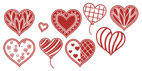 A collection of red heart icons set vector on white background