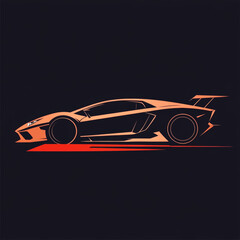 Naklejka premium Side view of a black sports car on a red track with motion blur.