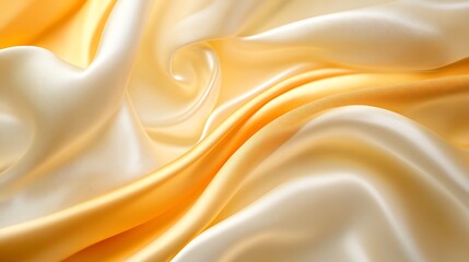 Obraz premium Abstract Background of Draped Satin Fabric in White and Yellow Tones