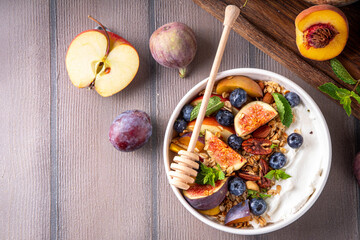Healthy autumn breakfast bowl