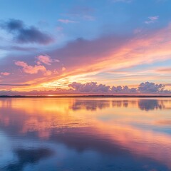 Serene dawn sky with pink and orange hues