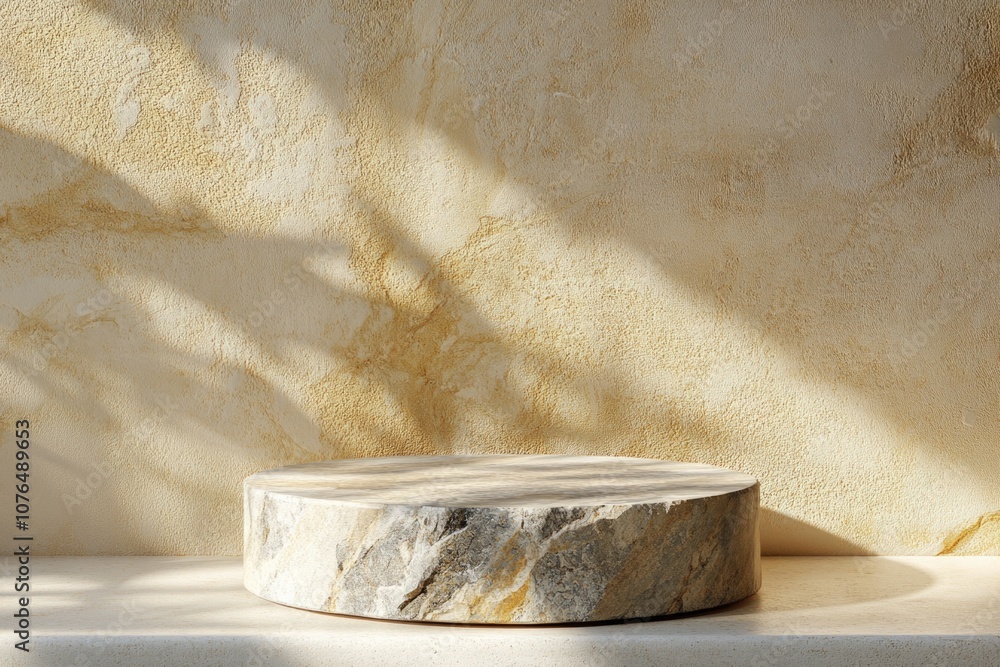 Poster a stone slab sitting on top of a table, perfect for decorative or functional use