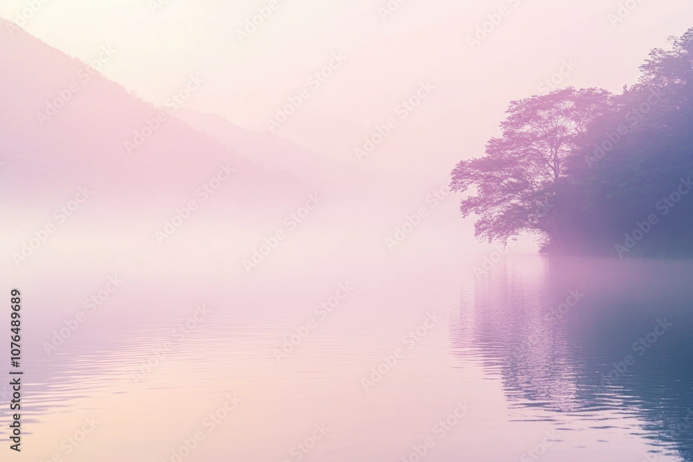 Aufkleber a small boat floating on the surface of a calm lake, suitable for use in travel or nature photograph